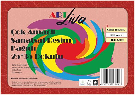 Art Liva Sanatsal Resim Kağ. Dokulu Sulu Teknik 25x35 350gr 100Yp