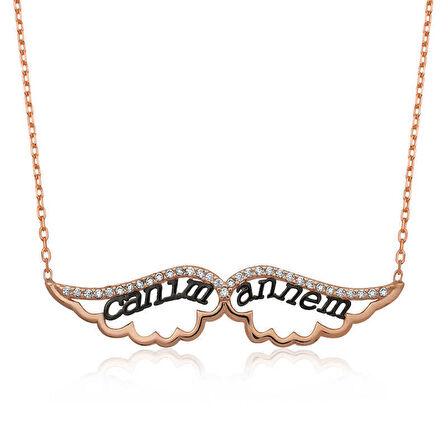 Gümüş Melek Canım Annem Kadın Kolye