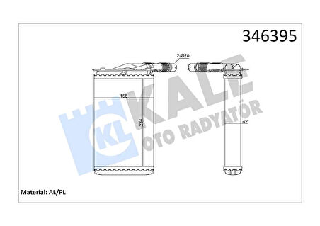 346395 KALORİFER RADYATÖRÜ KANGOO-KANGOO EXPRESS 1.4-1.6 165-1.5 DCI-1.9DTI-1.9DCI 234X158 7701205538 2711500QAE