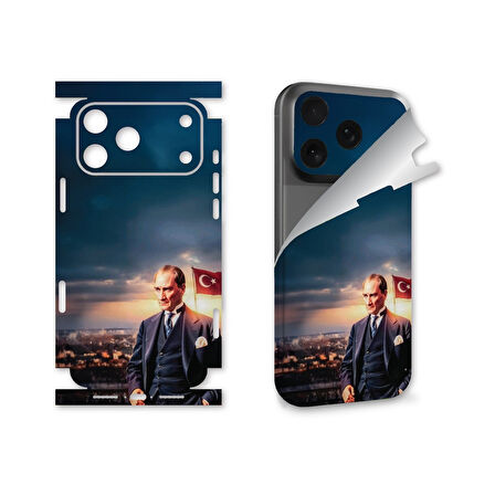 Apple Uyumlu İphone 17 pro max için full kaplama sticker çizilme önleme kılıfsız kullanım için ATATÜRK 2