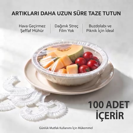 BakGelAl 100 Adet Tazeliği Koruyan Tencere ve Tabak Bonesi Çok Amaçlı Kullan At Tabak Bonesi