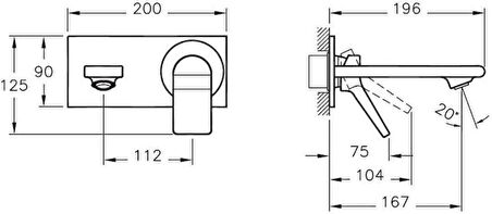 VitrA Memoria A42345 Ankastre Lavabo Bataryası, Sıva Üstü, Krom