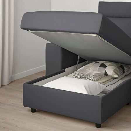 2'li kanepe ve uzanma koltuğu, hallarp gri, geniş kolçaklı