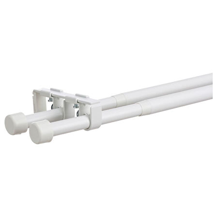 Perde çubuğu seti, beyaz, 120-210 cm 19 mm, ikili