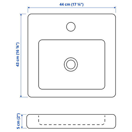 Lavabo, beyaz, 44x43x5 cm