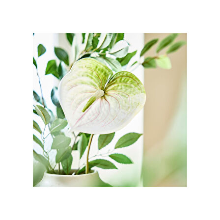 Yapay çiçek, beyaz, 66 cm, anthurium, iç-dış mekan