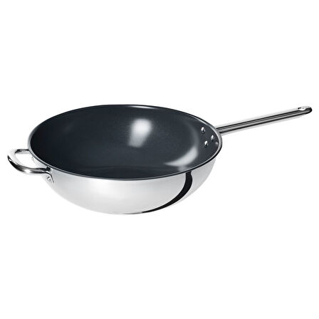 Wok tava, yapışmaz kaplama-paslanmaz çelik, 32 cm