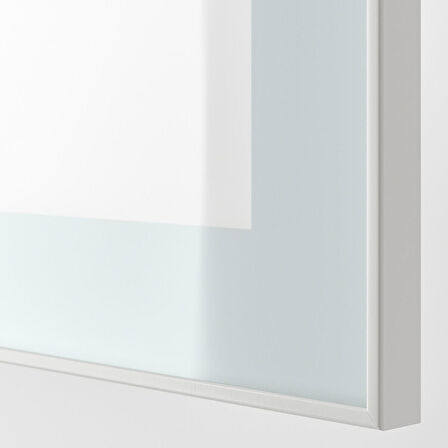 Tv ünitesi, beyaz-parlak cila-bej, 240x42x129 cm, SELSVIKEN/GLASSVIK, çıt çıt raylı