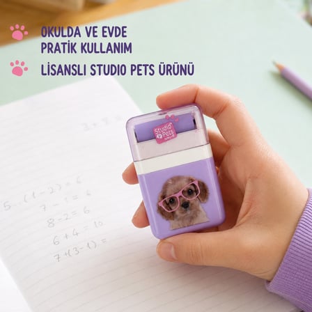 BakGelAl Studio Pets Rulo Silgi Kedi Köpek Desenli Kapaklı Sevimli Okul Silgisi 1 Adet