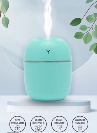 3'lü Set 220 ML USB Hava Nemlendirici LED Işıklı Aroma Difüzörü – Beyaz Pembe Yeşil – Avantaj Paketi