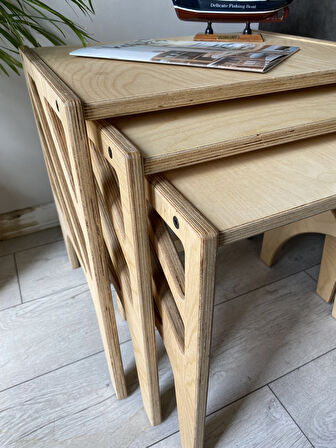 3'lü Plywood Zigon Sehpa Zigon Sehpa Orta Sehpa Yan Sehpa