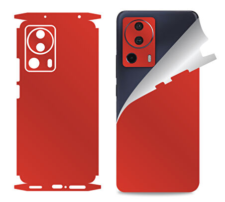 Xiaomi Mi 13 Lite için uyumlu 360 full arka ve yan kaplama koruma sticker KIRMIZI