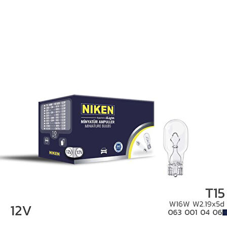 NIKEN T15 MINYATUR AMPUL W16W W2.19X5D 125 10LU (10 ADET)