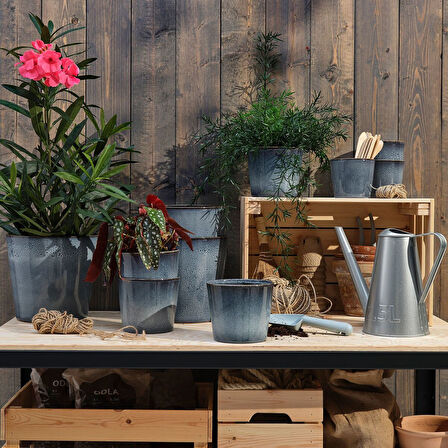 Seramik saksı, mavi, 19 cm, iç/dış mekan