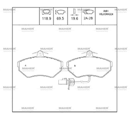 FREN BALATA A4 2004-2008 / PASSAT 1996-2000 / A4 2000-2004 1.6-1.8 ÇİFT FİŞLİ ÖN 8E0698151M