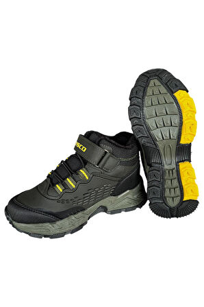 Cırtlı İçi Yünlü Soğuk Geçirmez Outdoor Günlük Çocuk Bot HAKİ - SARI