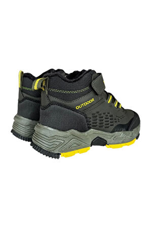 Cırtlı İçi Yünlü Soğuk Geçirmez Outdoor Günlük Çocuk Bot HAKİ - SARI