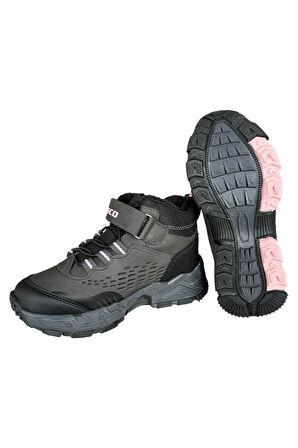 Cırtlı İçi Yünlü Soğuk Geçirmez Outdoor Günlük Çocuk Bot FÜME - PEMBE