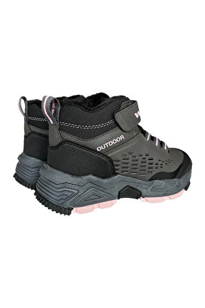 Cırtlı İçi Yünlü Soğuk Geçirmez Outdoor Günlük Çocuk Bot FÜME - PEMBE