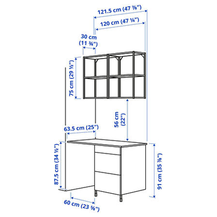Çamaşır odası ve mutfak için dolap kombinasyonu, beyaz-parlak cila beyaz, 60x60x75 cm