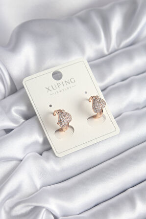 Xuping Model Zirkon Taşlı Yaprak Kadın Küpe - Lisinya
