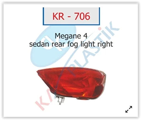 ARKA SİS FAR LAMBASI SAĞ MEGANE 4 SEDAN MODEL 265808906R