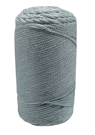 Makrome İpi 3 mm Polyester Gri Simli