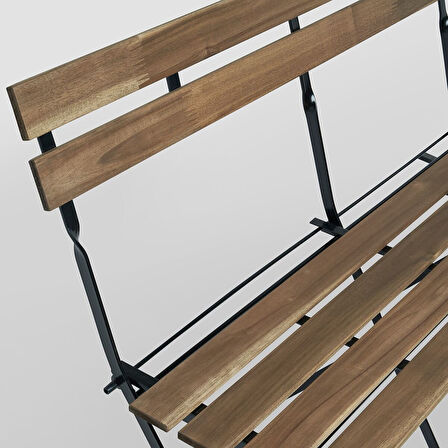 Katlanabilir bahçe bankı, siyah-kahverengi, 100x46x82 cm, mindersiz