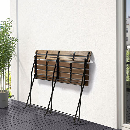 Katlanabilir bahçe bankı, siyah-kahverengi, 100x46x82 cm, mindersiz