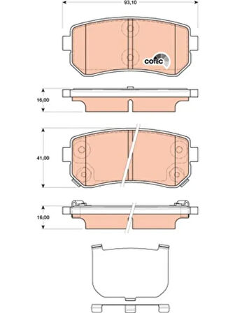 ARKA FREN BALATASI HYUNDAI ACCENT ERA 06- / I20 08-15 / I30 07-12 / IX20 10- / IX35 10- / SONATA