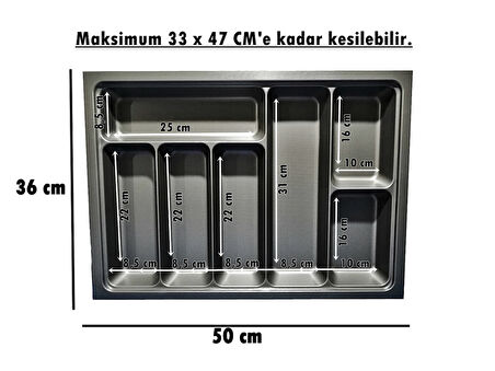 36x50 Çekmece Içi Antrasit Kaşıklık Ücretsiz Kesim (33x47 Cm'e Kadar Kesilebilir)