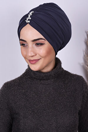 Taşlı Büzgülü Bone Füme - Füme