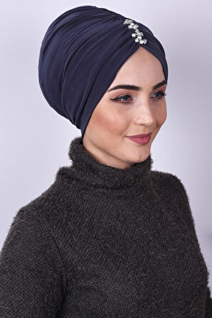 Taşlı Büzgülü Bone Füme - Füme