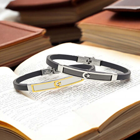  FM Ay Yıldız Türk Bayrağı Desenli Çelik Bileklik 3183SCB007 