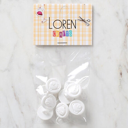 Loren Crafts 8 li Beyaz Düğme - 618