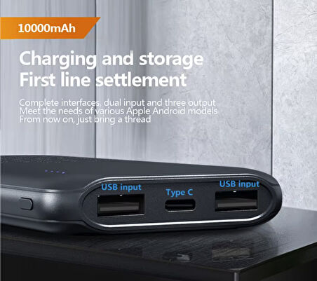 Ultra Hızlı Şarj 3 çıkışlı Akım Sıcaklık Korumalı Powerbank şarj cihazı telefon tablet uyumlu 22.5w 10.000 Mah