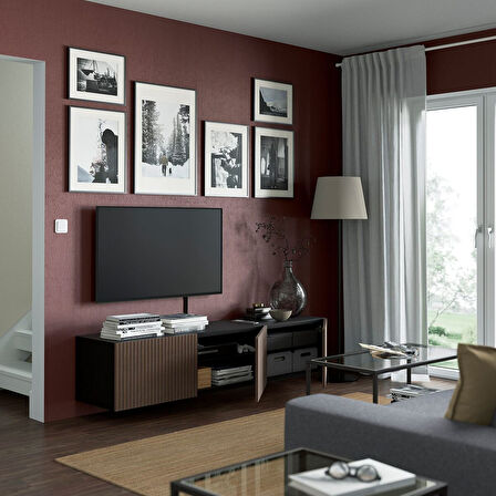 Tv sehpası, venge-kahverengi meşe kaplama, 180x42x38 cm, BJORKOVIKEN