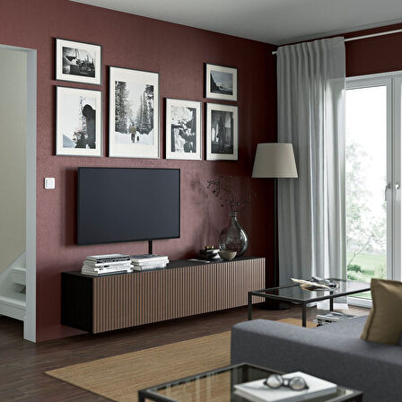 Tv sehpası, venge-kahverengi meşe kaplama, 180x42x38 cm, BJORKOVIKEN