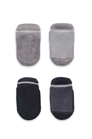 Bistyle 2'Li Altı Havlu Sneakers Kaymaz Çorap 20501 Gri-Antrasit