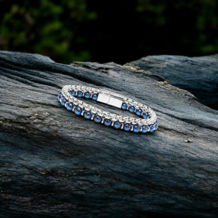  FM Çelik Zincirli Mavi Ve Gümüş Hematit Bileklik 31832B21D6 