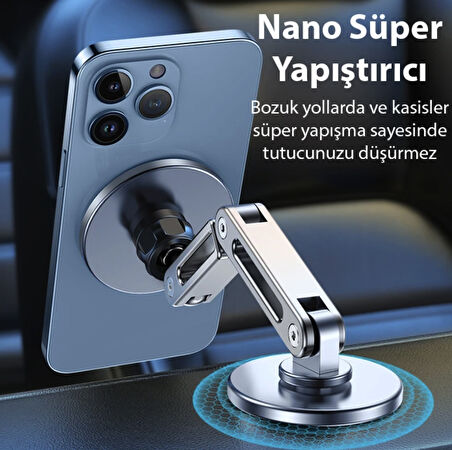 Aluminyum magsafe yapışkanlı araç içi telefon tutucu tablet ekran arkasına uygulanabilen ergonomik