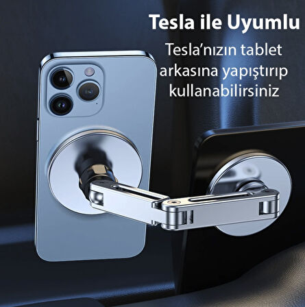 Aluminyum magsafe yapışkanlı araç içi telefon tutucu tablet ekran arkasına uygulanabilen ergonomik