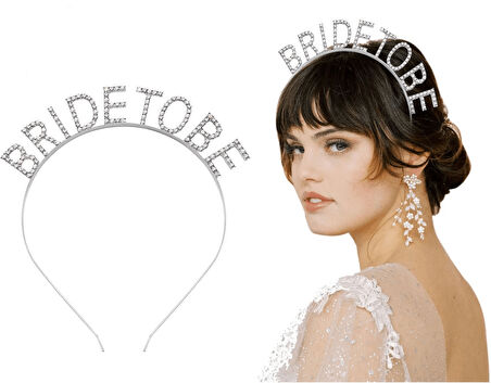 Gümüş Kaplama Kristal Taşlı Bride To Be Gelin Tacı 16x17 Cm - Lisinya