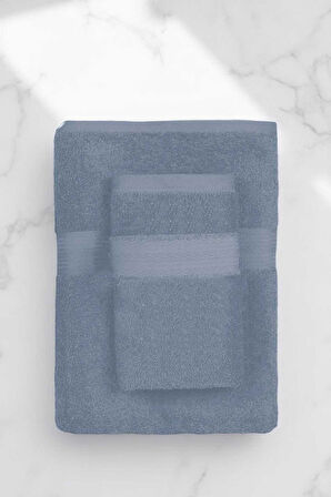 2 Parça Battal Lüks Premium Banyo Spa Havlu Takımı 90x170 Cm İndigo
