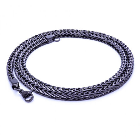  FM Oval Kral Bakla Örgülü Çelik Kolye 4Mm 3183CEK024 