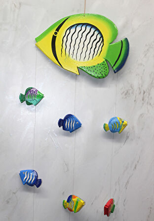 Ahşap Balıklı Rüzgar Çanı