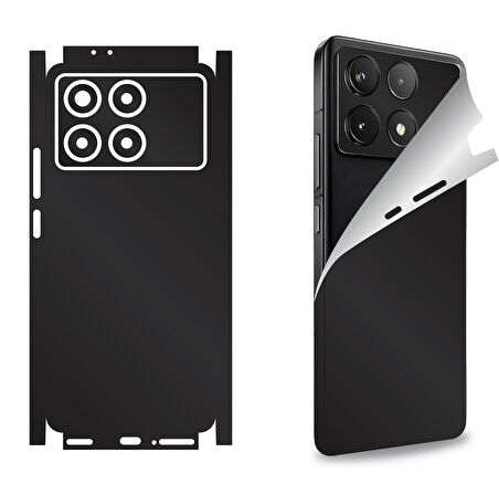 Xiaomi Poco C65 için uyumlu 360 full arka kaplama koruma sticker - MAT SİYAH