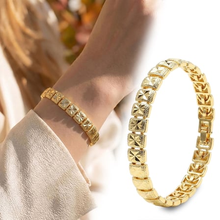 💎 Premium Şık ve Parlak Stella 24K Gold Kaplama 8 mm Kadın Bijuteri Bileklik 3183KBV5D1 (~18cm)
