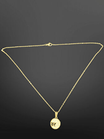 Gold Renk Modern Minimalist Kelebek Detaylı  316L Çelik Kolye | Özel Günler İçin Şık Tasarım