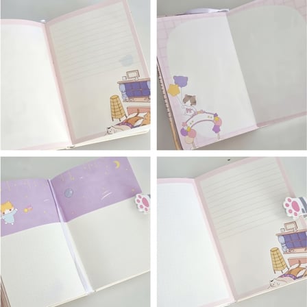 BakGelAl Sevimli Kediler Tasarımlı Kedi Patili Manyetik Klipsli Renkli İç Sayfalı Hediyelik Defter ve Günlük